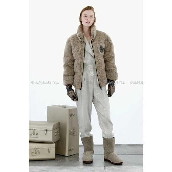 Brunello Cucinelli Jacket Puffer Coat Shearling Cashmere Swarovsky crystals 40 S - Picture 12 of 14